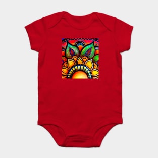 Sunburst Floral Mandala Baby Bodysuit